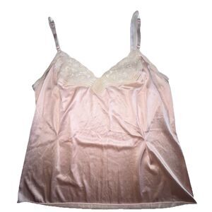 Vanity Fair Vtg Camisole Cami Peach Pink Ivory Lace Trim Size 36 Lingerie